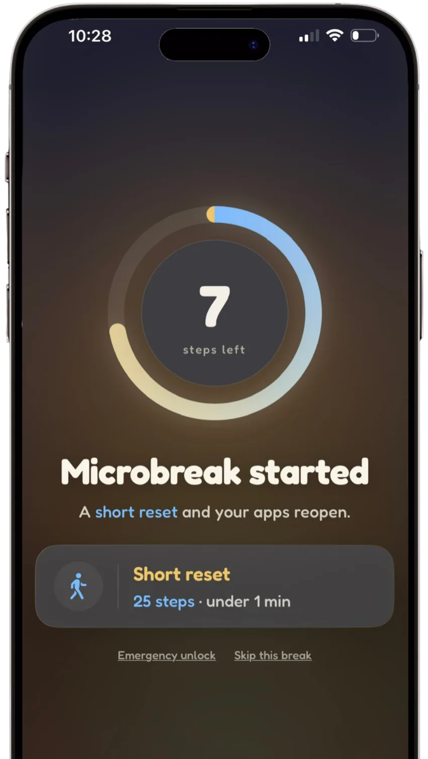 Kurrb microbreak with steps-left ring and short reset